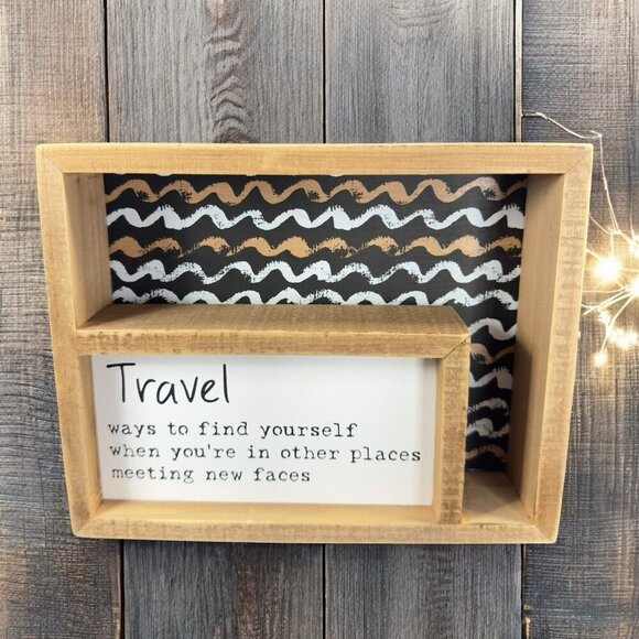 Primitives By Kathy Folk Art Sign Travel Find Yourself Wood Lancaster 2000 VTG - Picture 1 of 10